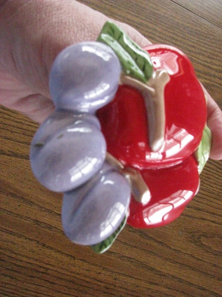 Vintage 2 Ceramic Fruit Decor Apple Plums Pineapple Strawberries