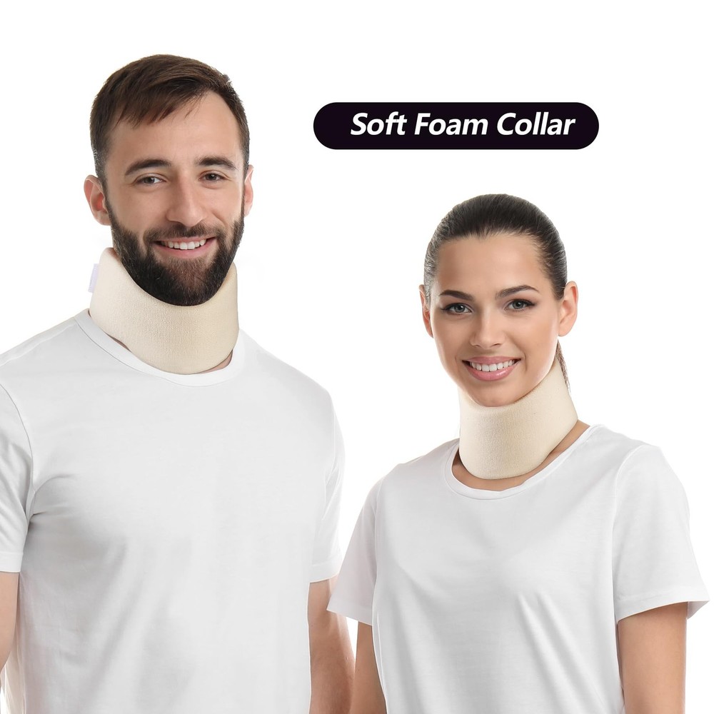 Soft Foam Neck Brace Universal Cervical Collar, Adjustable Medium, White