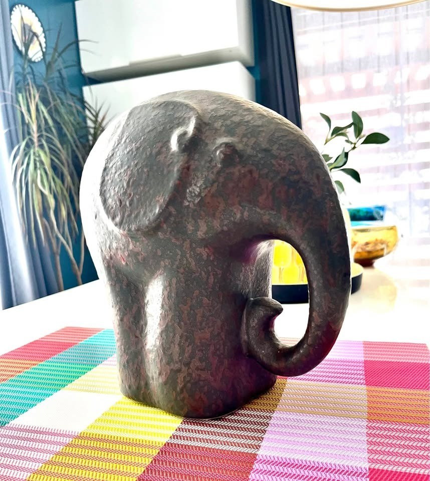 MCM Ceramic Minimalist Elephant Sculpture Vintage