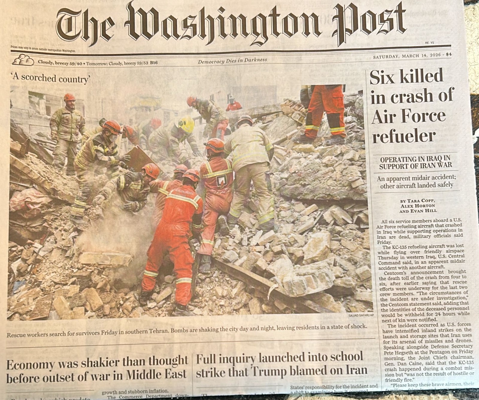 The Washington Post Saturday March 14 2026
