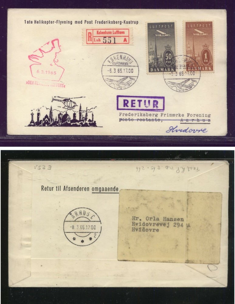 Denmark  nice Helicopter  flight cachet cover      MS0904