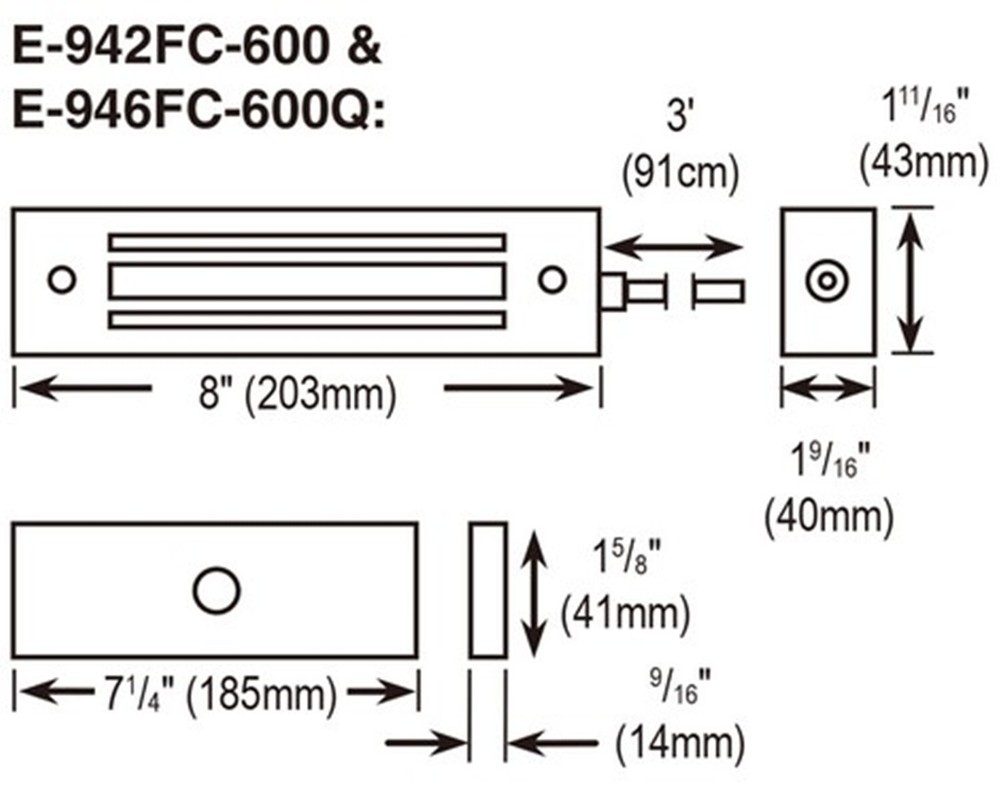 Seco-Larm E-946FC-600Q Electromagnetic Gate Lock, 600-lb Holding Force
