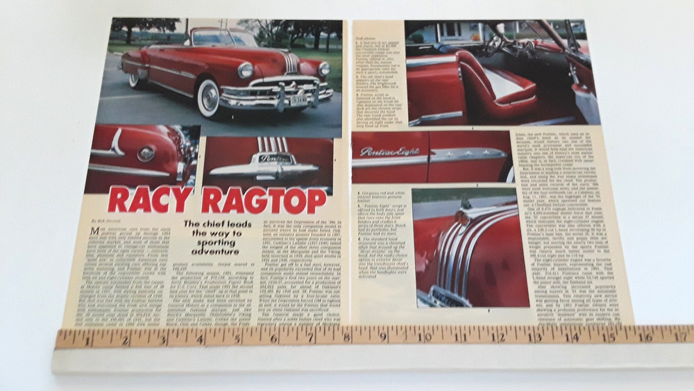 1951 PONTIAC CHIEFTAIN 8 ORIGINAL 1991 ARTICLE