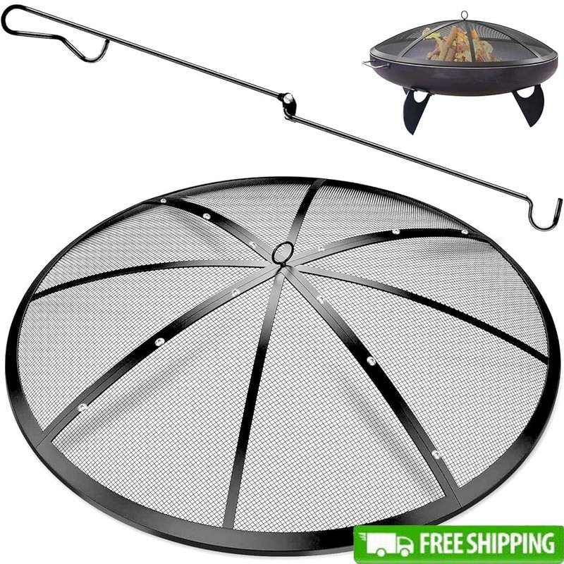 Heavy Duty Fire Pit Spark Screen Durable Outdoor Metal Cover Campfire Shield New