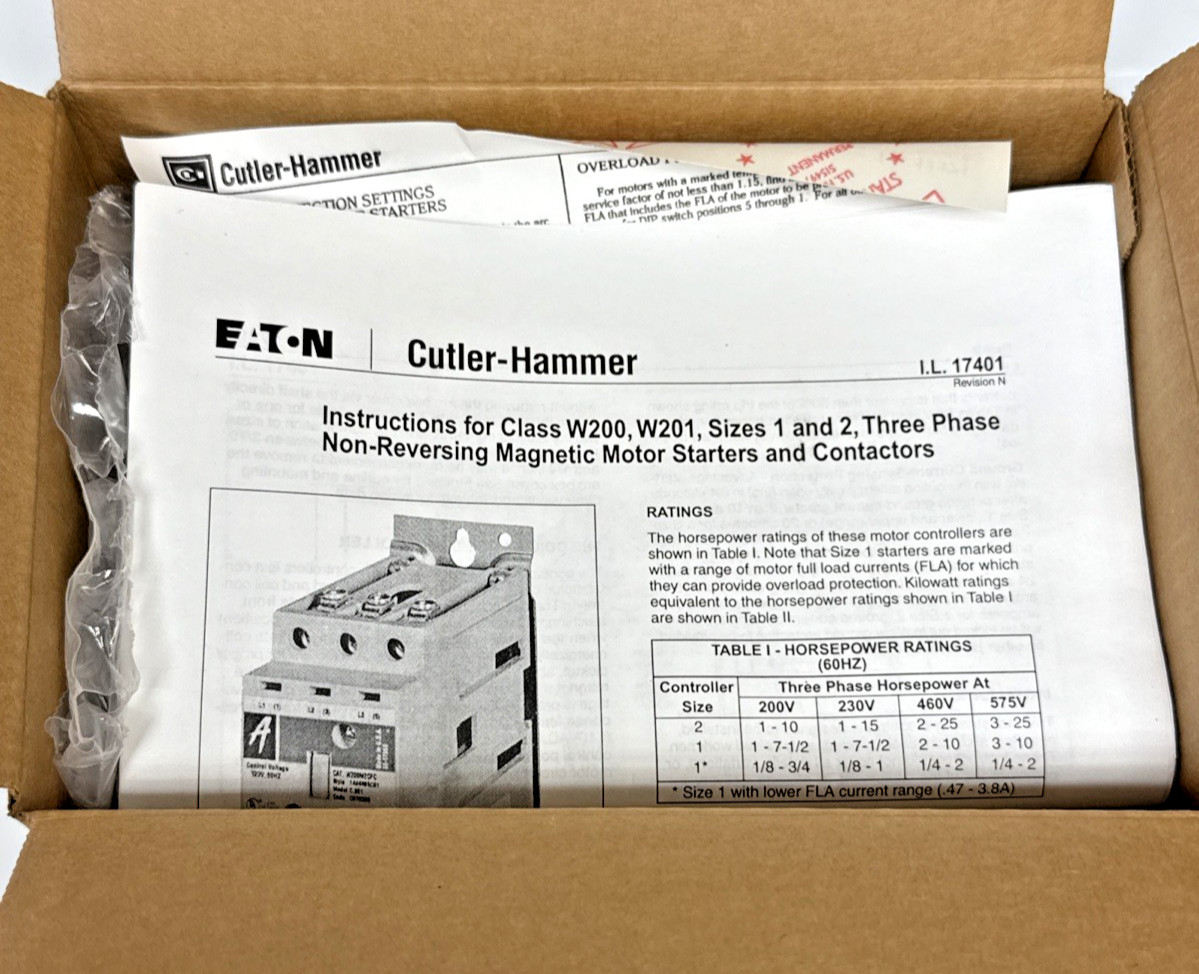 Eaton Cutler-Hammer W200M1CFC NEMA Size 1 Starter 3P 120V Coil