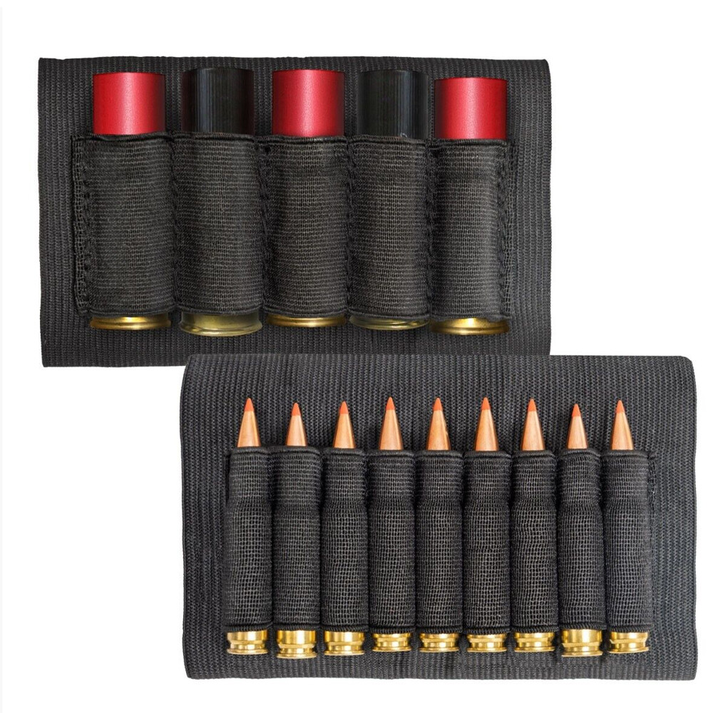 2 x Buttstock Shell Holder Shotgun & Rifle Ammo Bullet Gun Sleeve Hunting Pouch