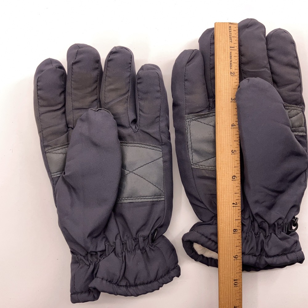 Retro Gray with black stripe ski gloves M-L