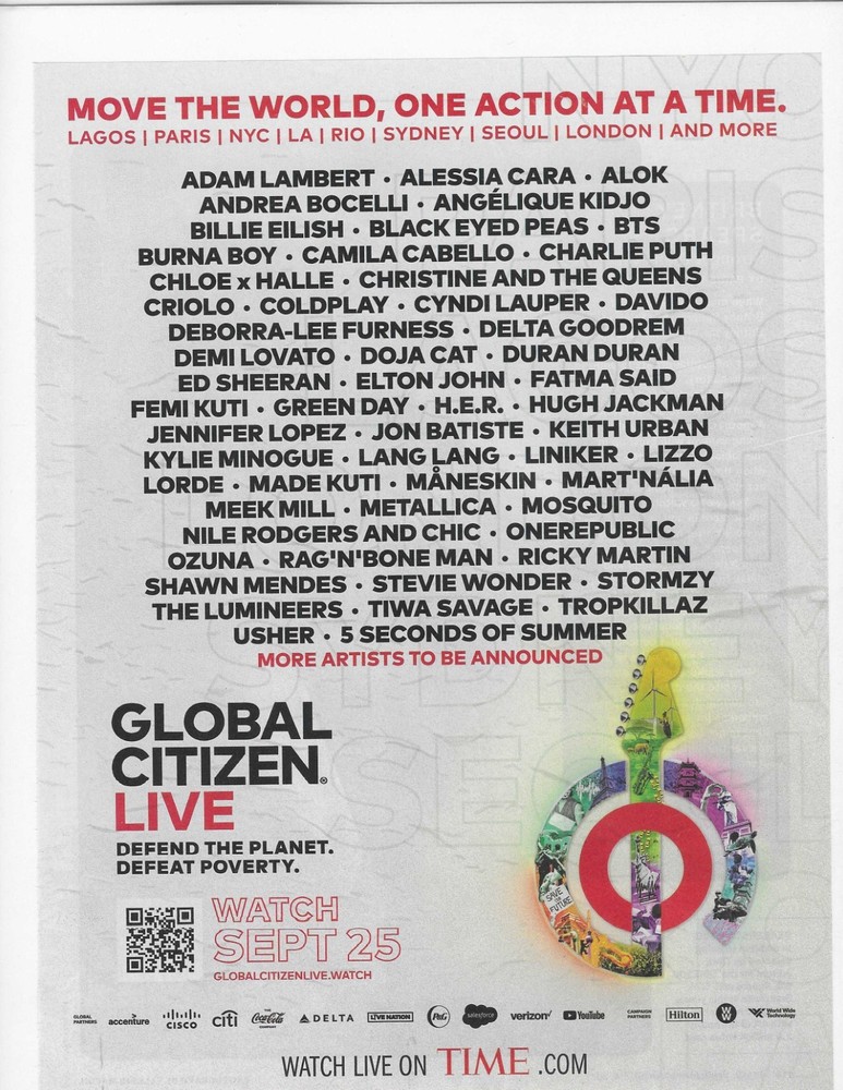 GLOBAL CITIZEN LIVE ORIGINAL PRINT AD