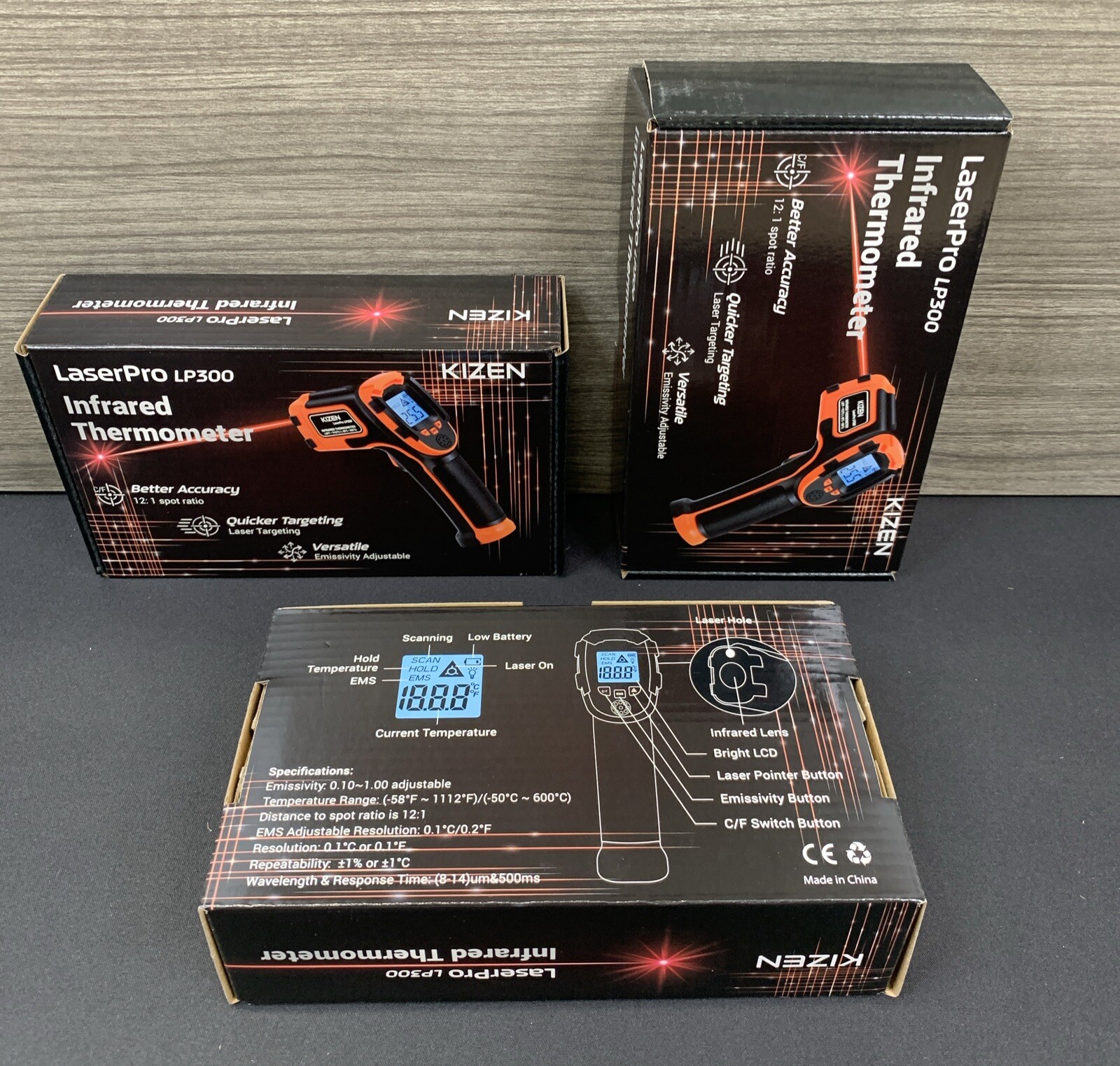 ( X3 ) Infrared Thermometer Gun (Laserpro LP300) - Handheld Heat Temperature Gun