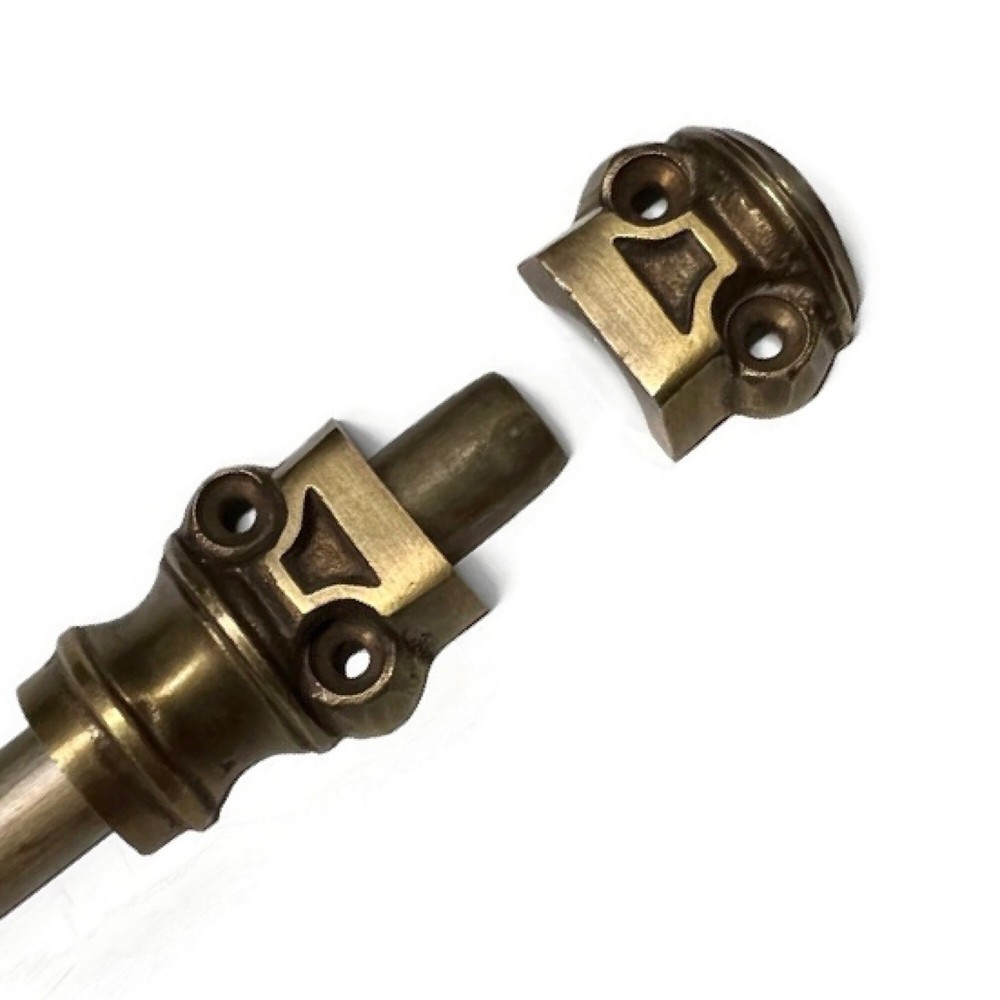 Solid Brass "T"‑Piece Cremone Set 110" (280cm) — Large Knob Version Cut‑to‑Size