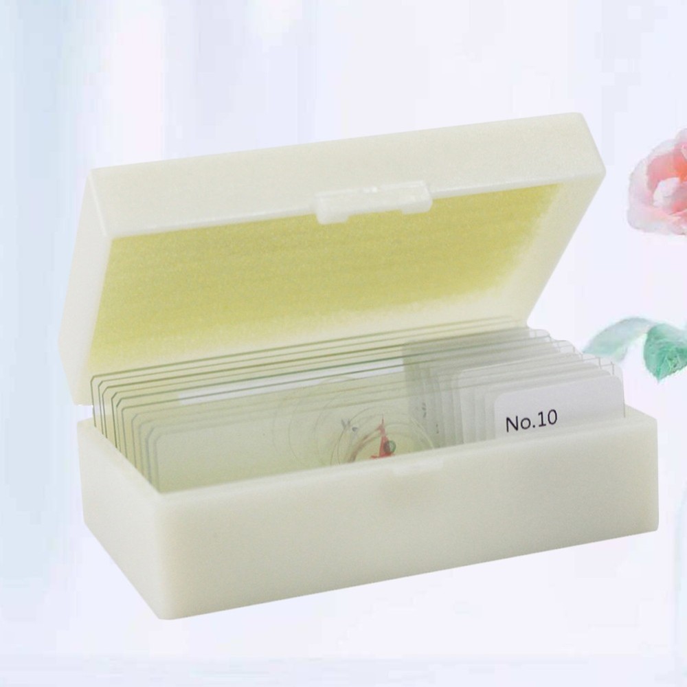10 PCS/Set Glass Slides Microscope Preparation Kit Calibration Lab