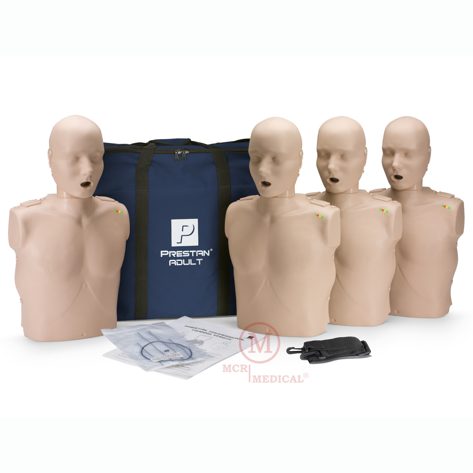 4-Pack Prestan ADULT CPR Manikins w Feedback, Med Tone PP-AM-400M-MS mannequins