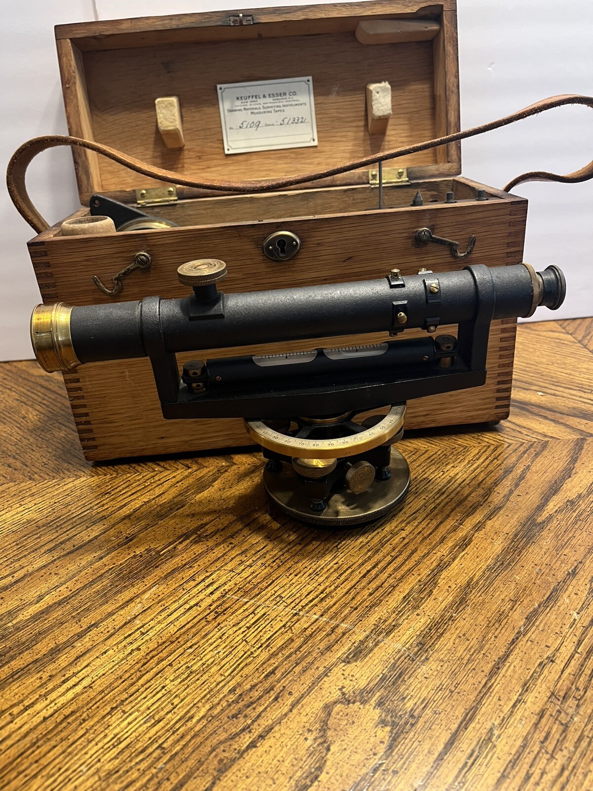 Antique 1924 Kueffel & Esser Co Model 5109 Surveyor Transit W/ Orig Tripod