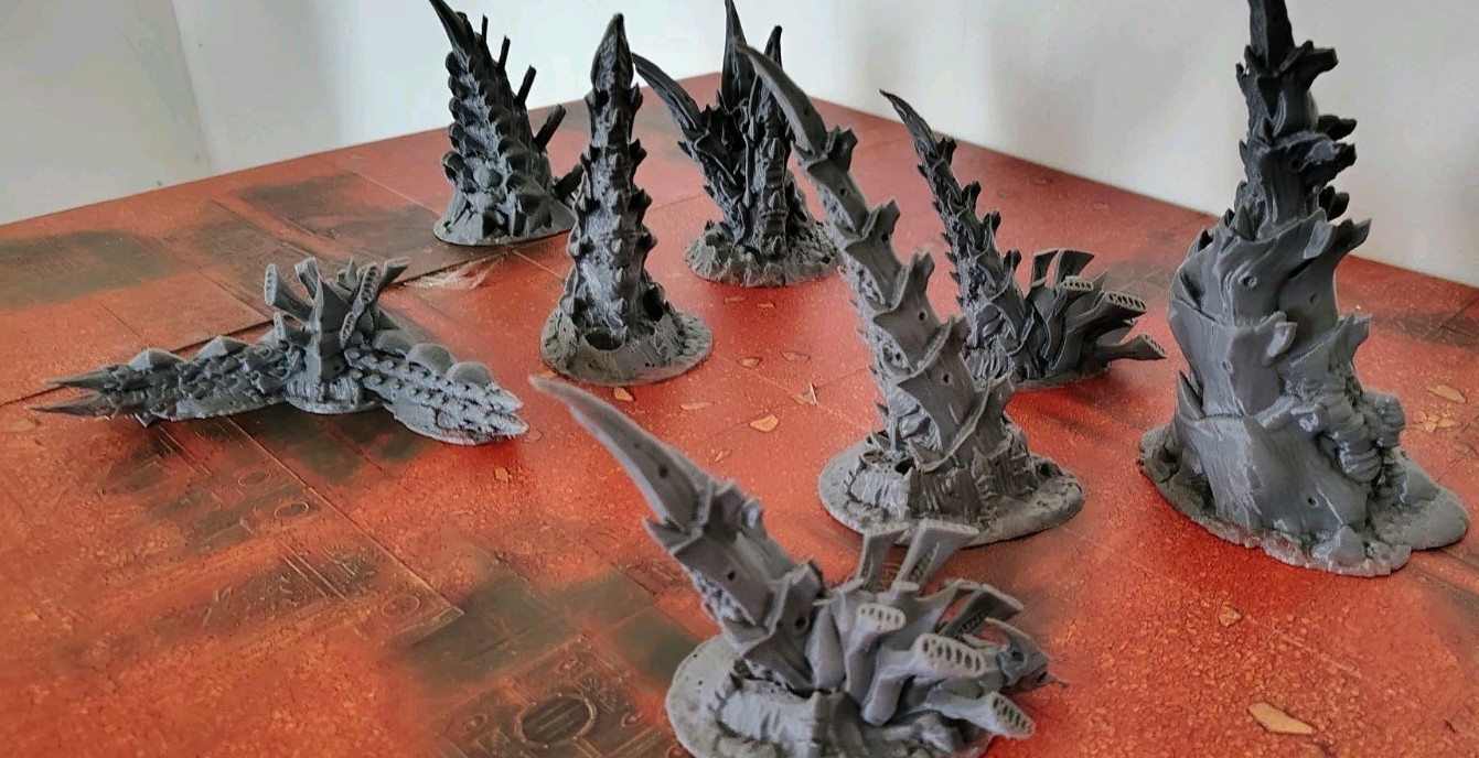 Tabletop Terrain - Large Bulk Alien Lot - for Warhammer 40K/Kill Team 8 Pieces