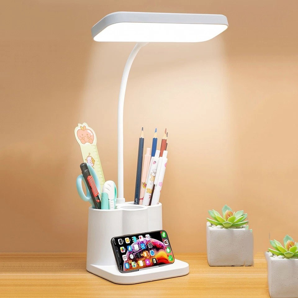 LED Desk Light Dimmable Touch Sensor Table Bedside Reading Lamp USB Rechargeable