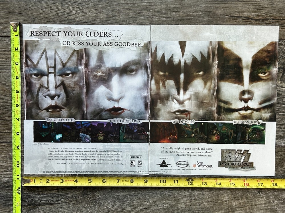 KISS Ad Advert Psycho Circus Nightmare Child Video Game McFarlane Vintage Kiss C