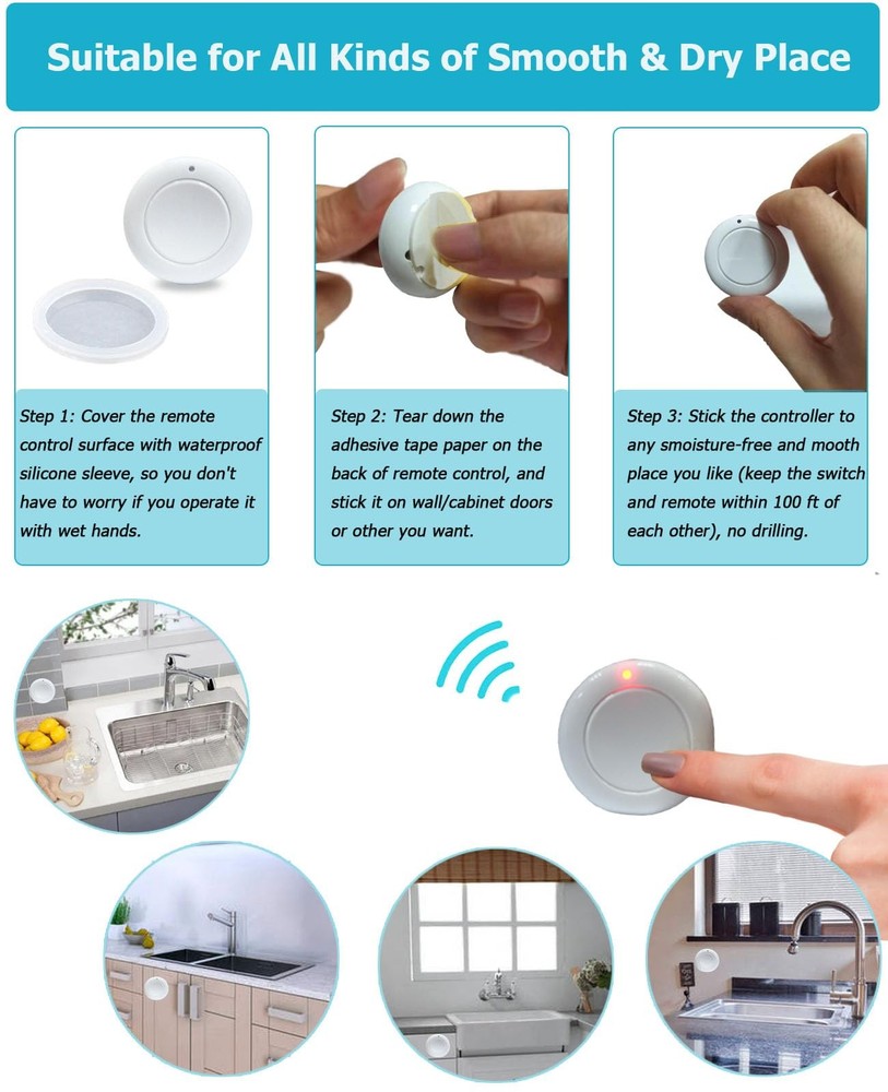 Disposal Sink Top Switch, Garbage Wireless Switch - Remote White