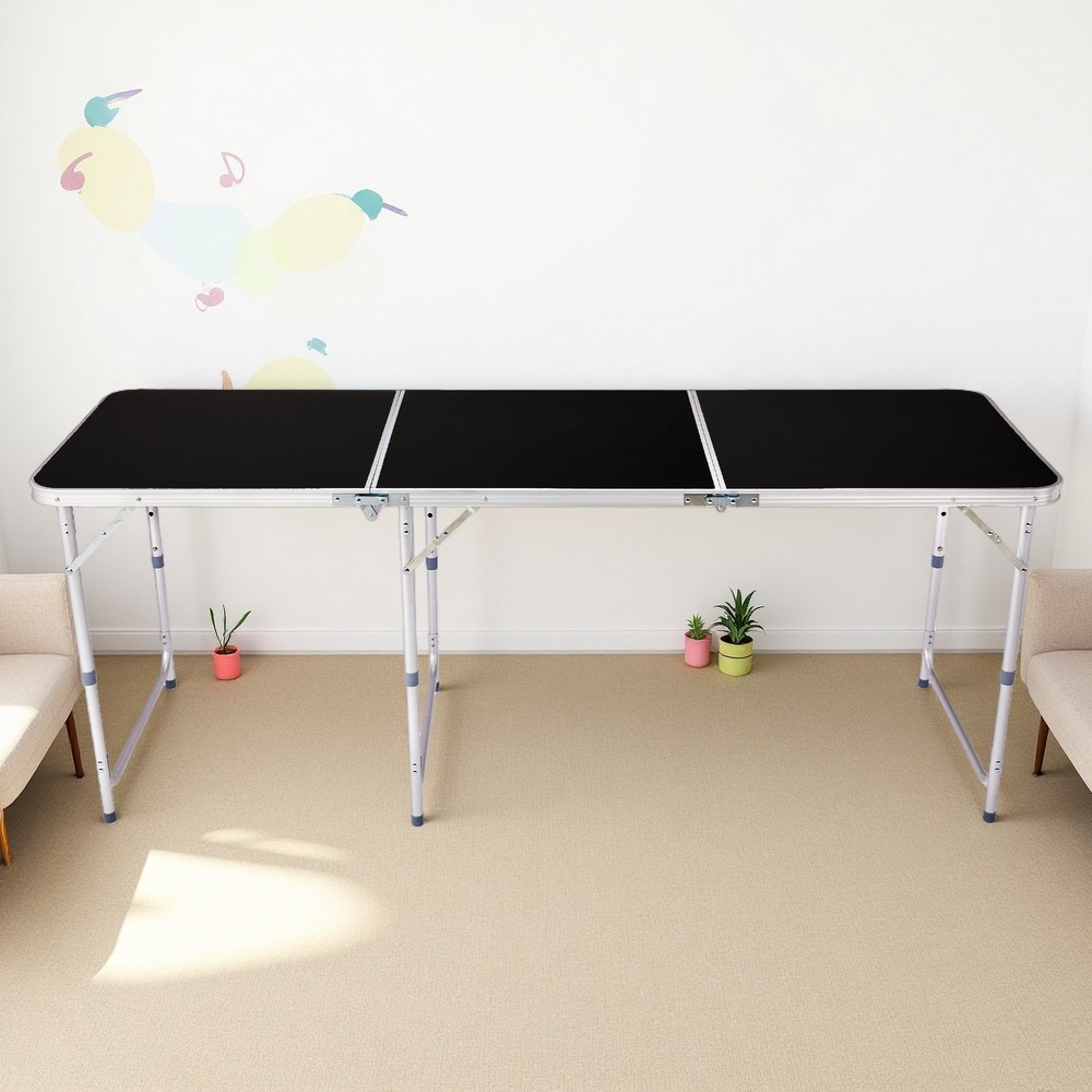 Folding Camping Table 6ft - Adjustable Height, Aluminum & Black Patio Table