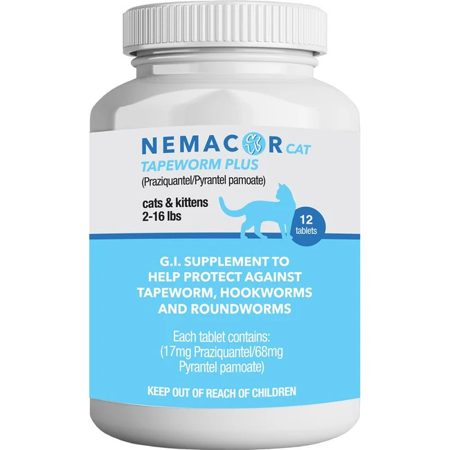 Rna Nemacor Cat Tapeworm Plus Supplement 12 Tablets