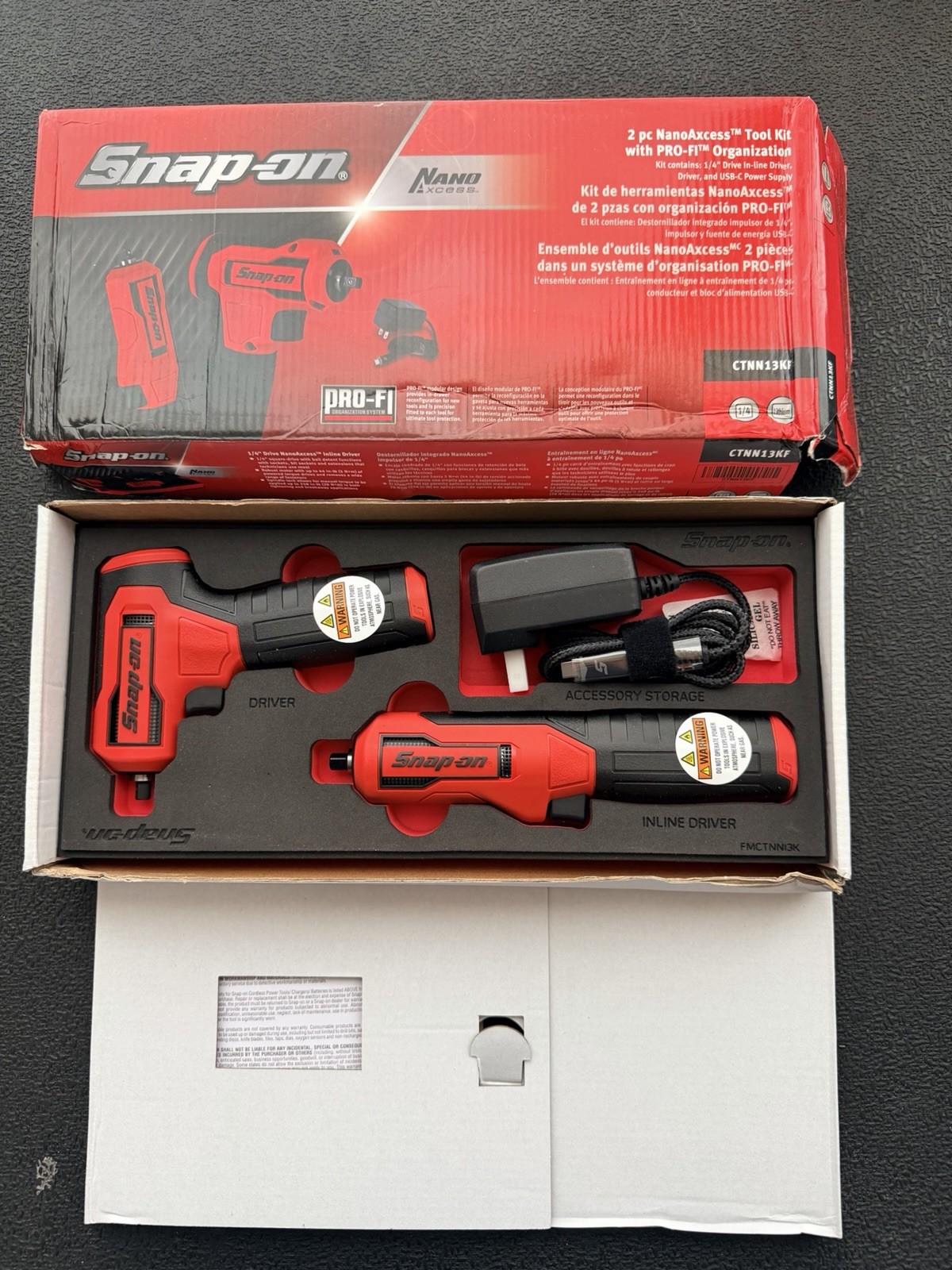 Snap-On Tools NEW 1/4" drive cordless impact wrench 2PC foam set CTNN13KF