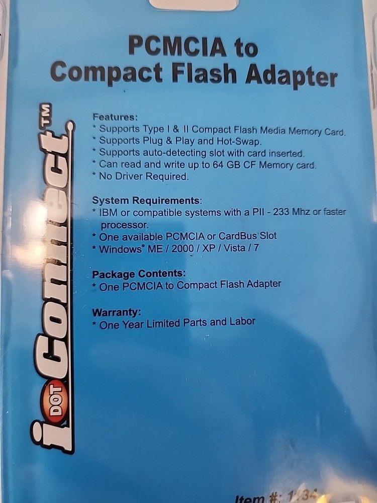i dot connect by PPA-Int'l PCMCIA to Compact Flash Adapter PC & MAC