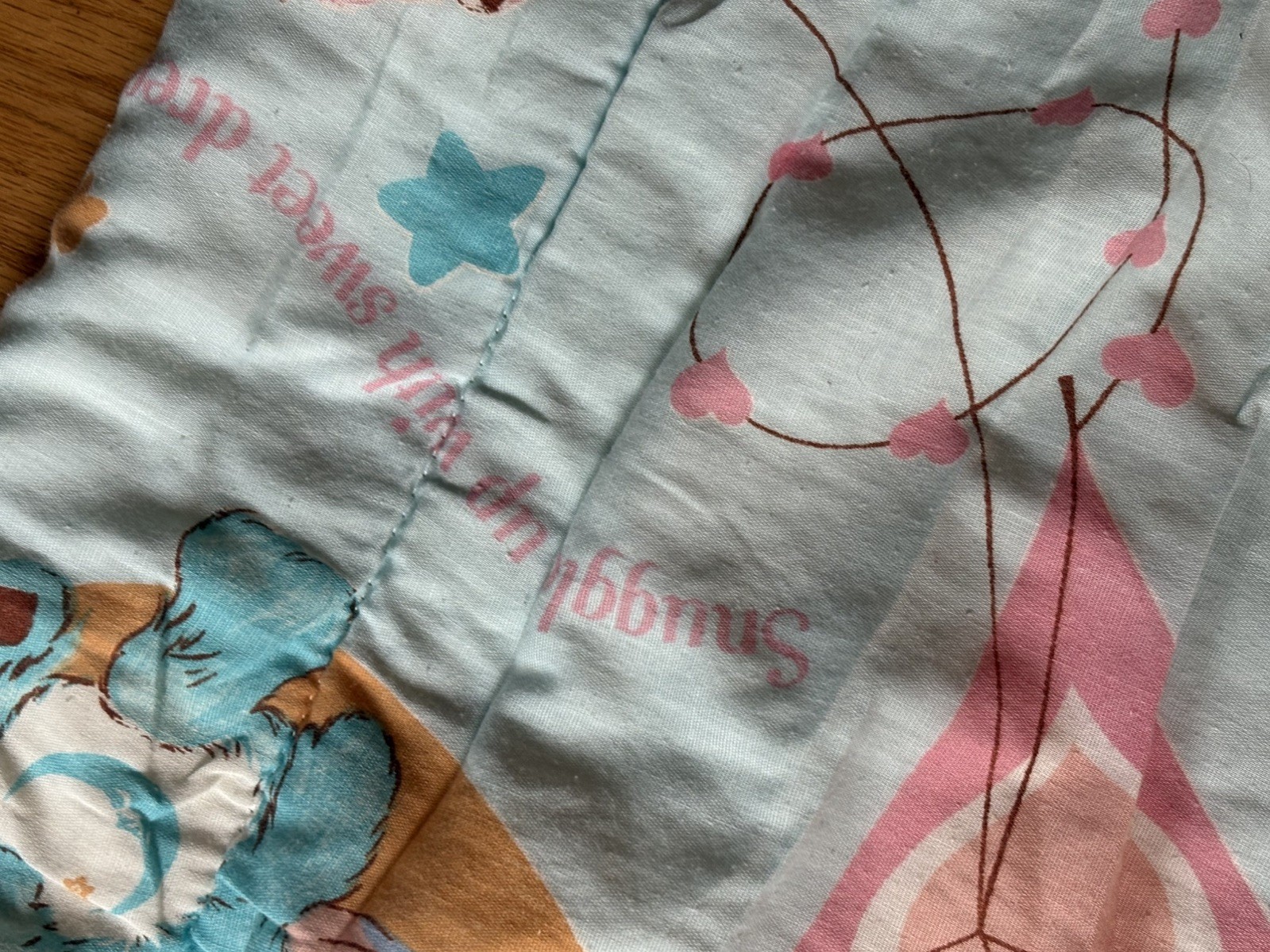 Vintage 1980’s CARE BEARS Sleeping Bag Sleepover Blanket Blue Kid Youth