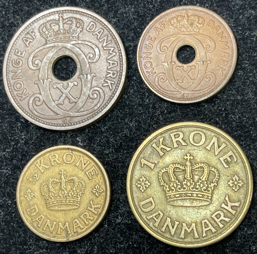 Assorted Early Denmark 4 Coins Lot