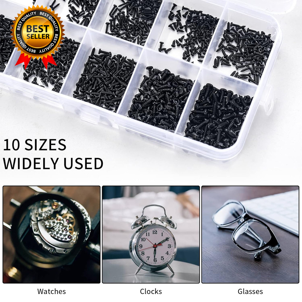 1000 Pcs Small Pan Head Screws Assortment Kit Micro Tiny Electronic Self-Tapping