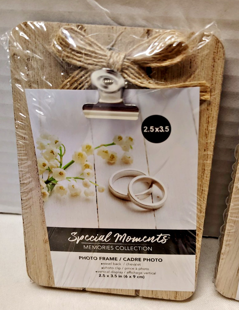 Lot of 4 Mini Wood Clipboard Picture Frames 2.5x3.5 Rustic Farmhouse Photo Clip