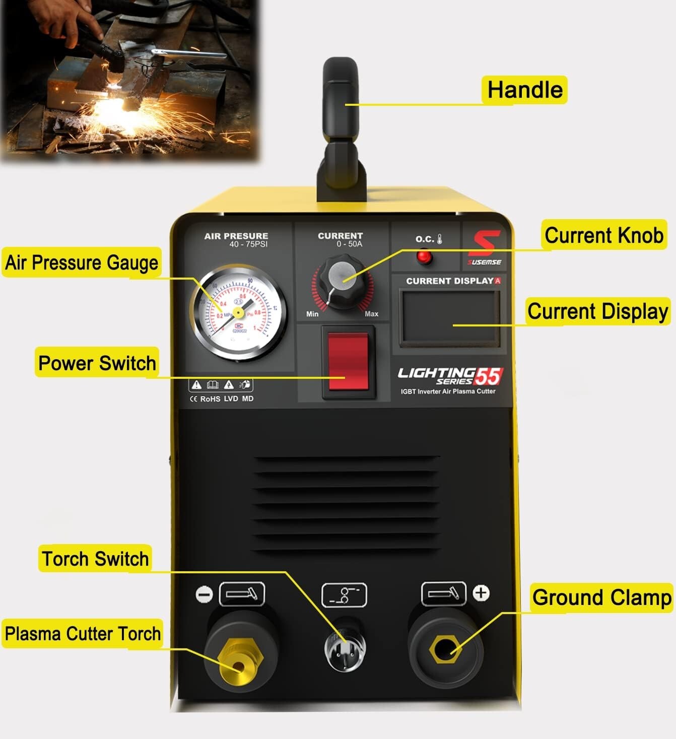 Plasma Cutter 55A with 110/220V Dual Voltage DC Inverter Cutting Machine