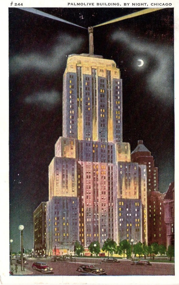 PALMOLIVE BLDG. BY NIGHT, CHICAGO, IL  - PC2470
