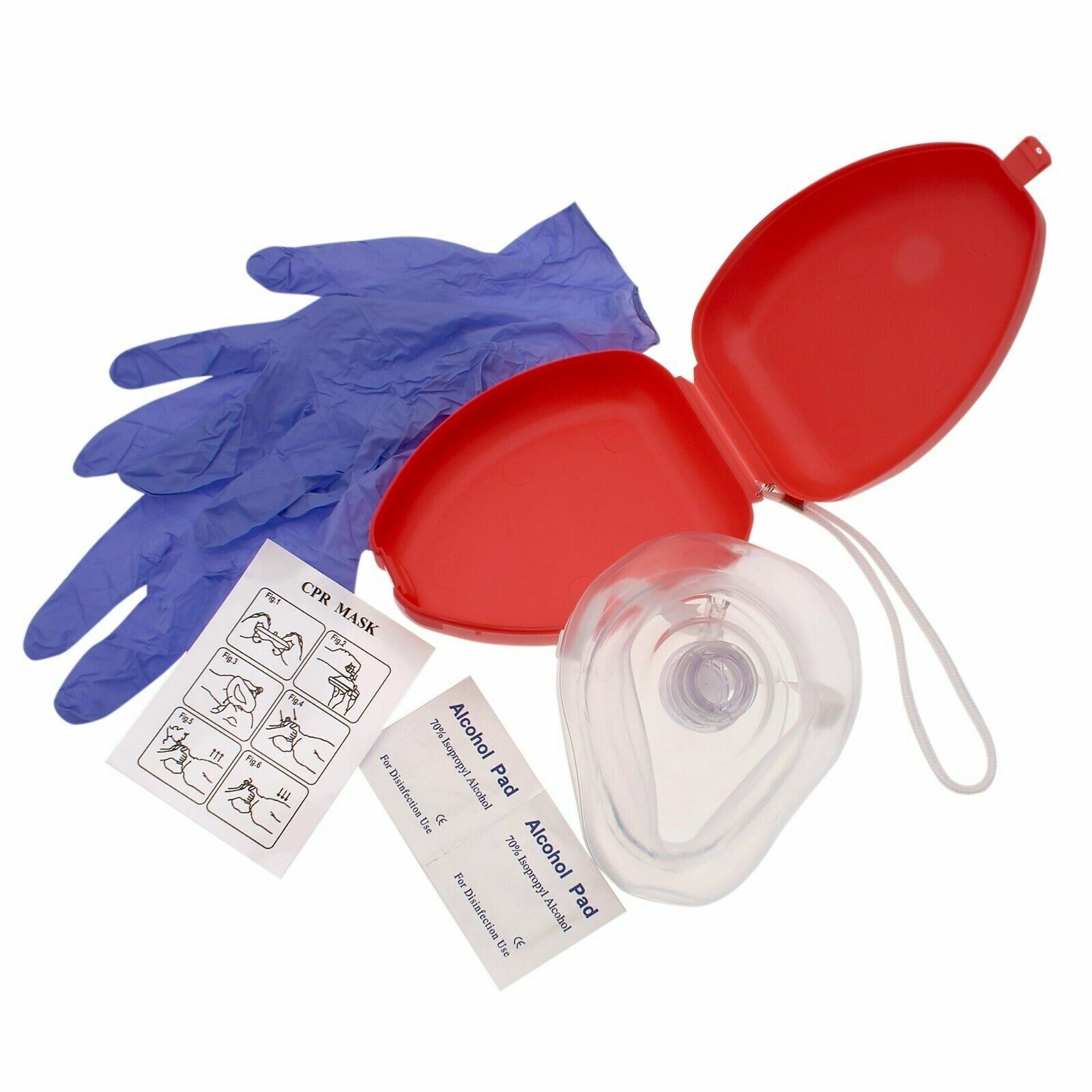 1 Pocket CPR mask in Hard Case - Mask w/O2 with Gloves