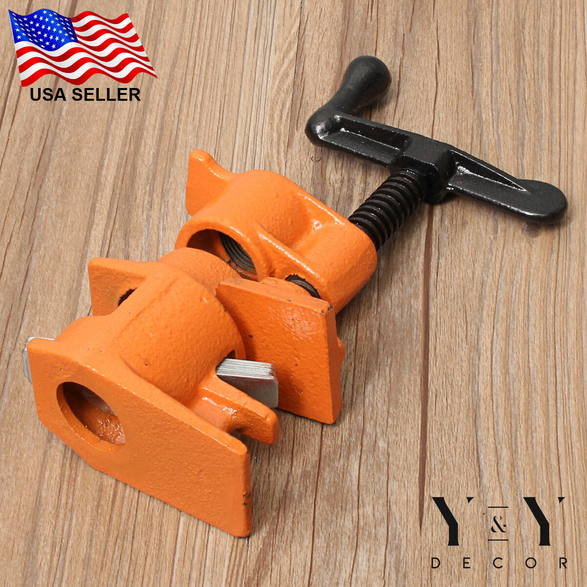 (4 Pack) 3/4" Wood Gluing Pipe Clamp Set Heavy Duty PRO Woodworking Cast Iron