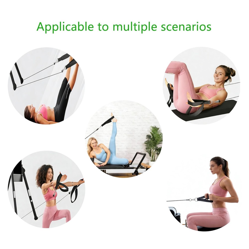 Pilates Double Loop Straps with Extra Padding, Adjustable D Ring Reformer Str...