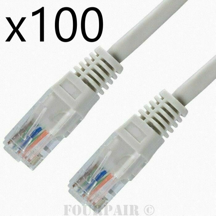 100 Pack Lot - 2ft CAT5e Ethernet Network LAN Router Patch Cable Cord Wire White