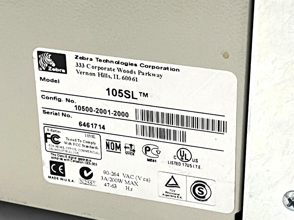 Zebra 10500-2001-2000 Thermal Label Printer 105SL