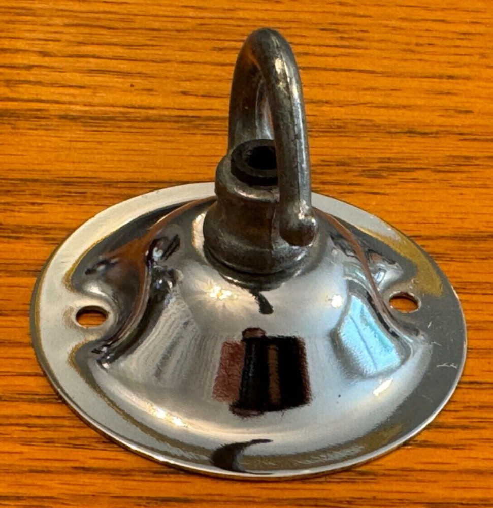 VINTAGE CHROME CHANDELIER CEILING ROSE WITH HOOK