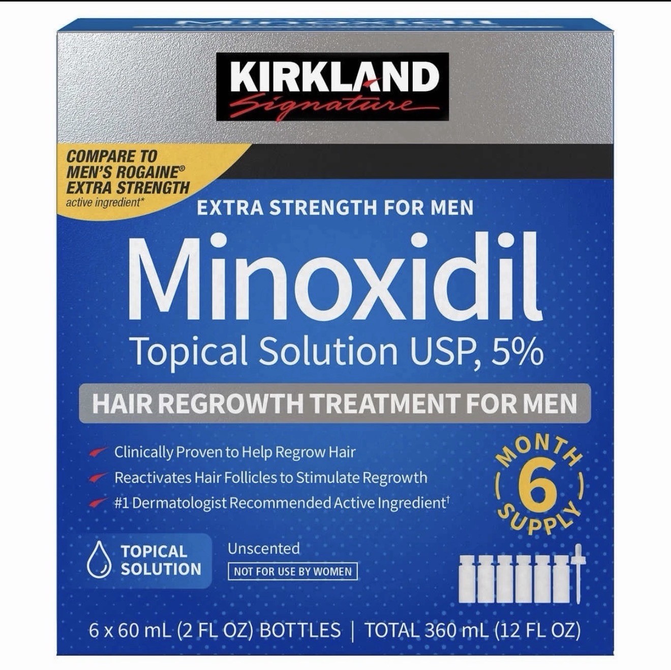 Kirkland Minoxidil 5% Extra Strength Men 6 Month Supply Hair Regrowth EXP 05/27+