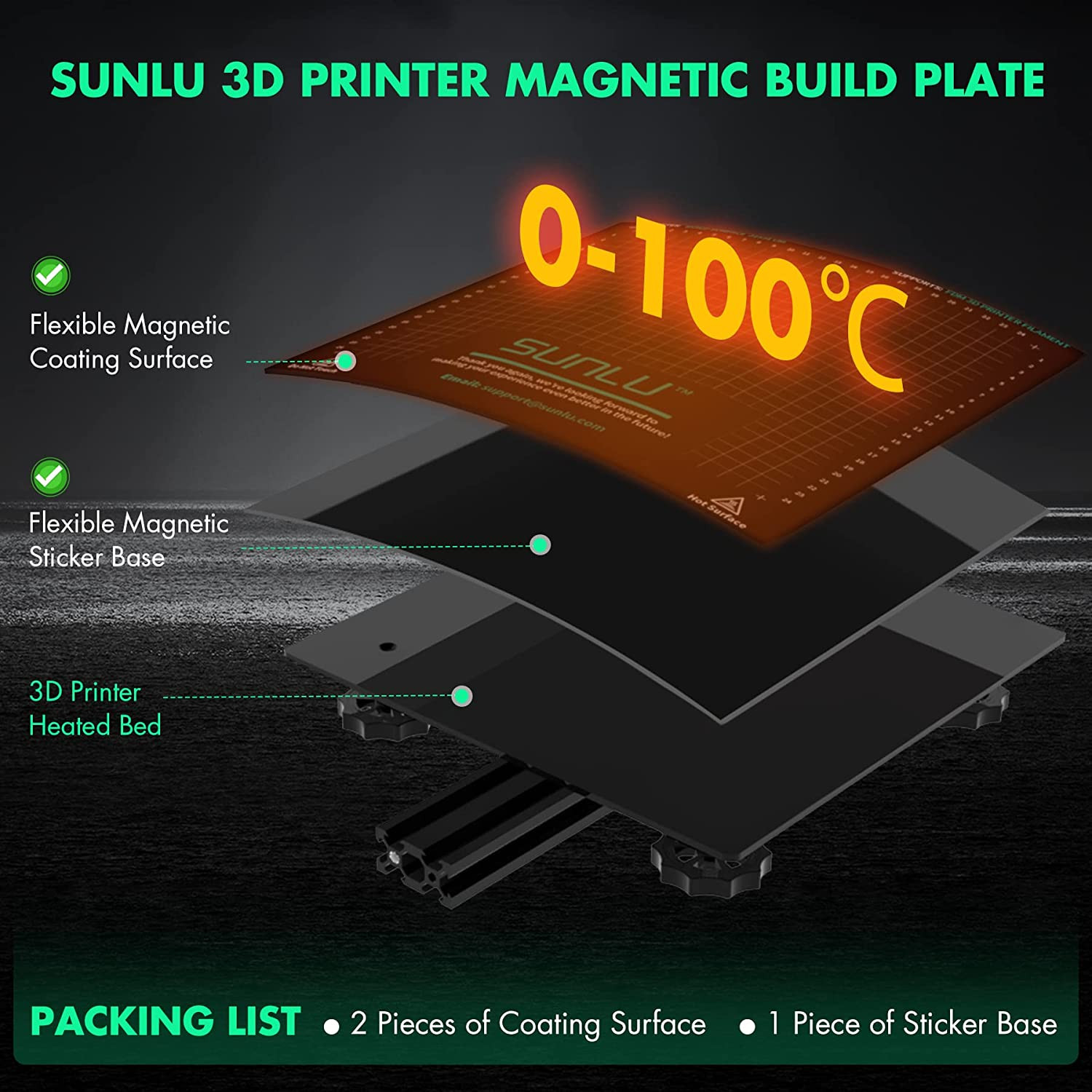 Sunlu 3D Printer Flexible Removable Magnetic Build Plate Heated Bed 235X235MM