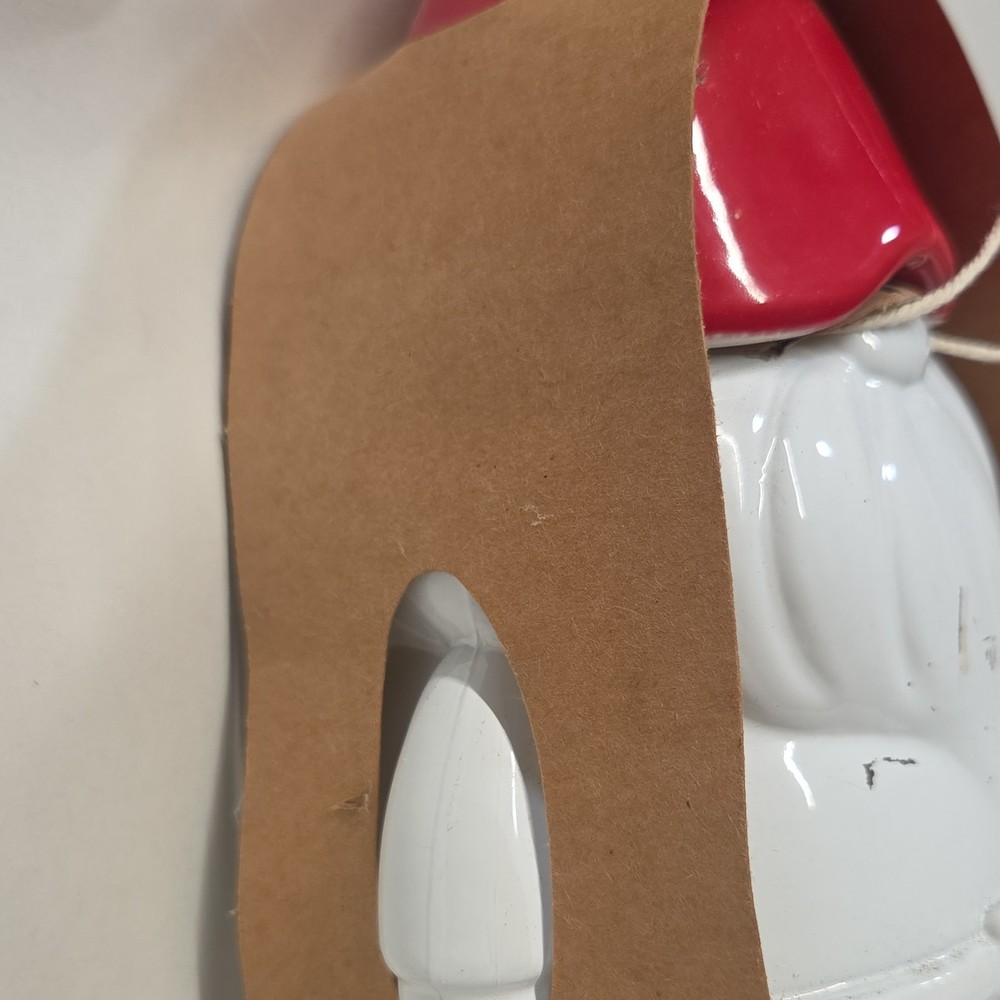 Belavi Tabletop Torch Gnome White Red Ceramic Gloss Includes Wick Outdoor