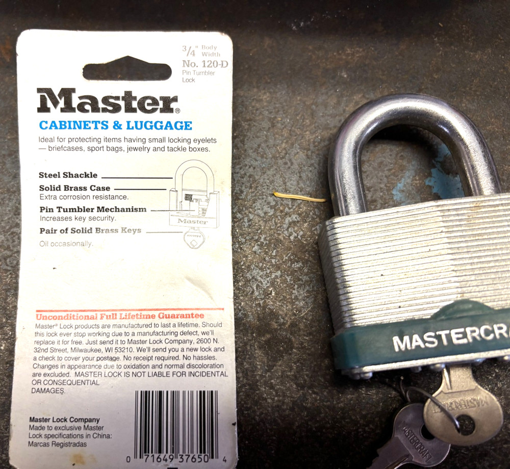 Master Lock No 1D Keyed Padlock , Plus American Lock & Mastercraft Padlock