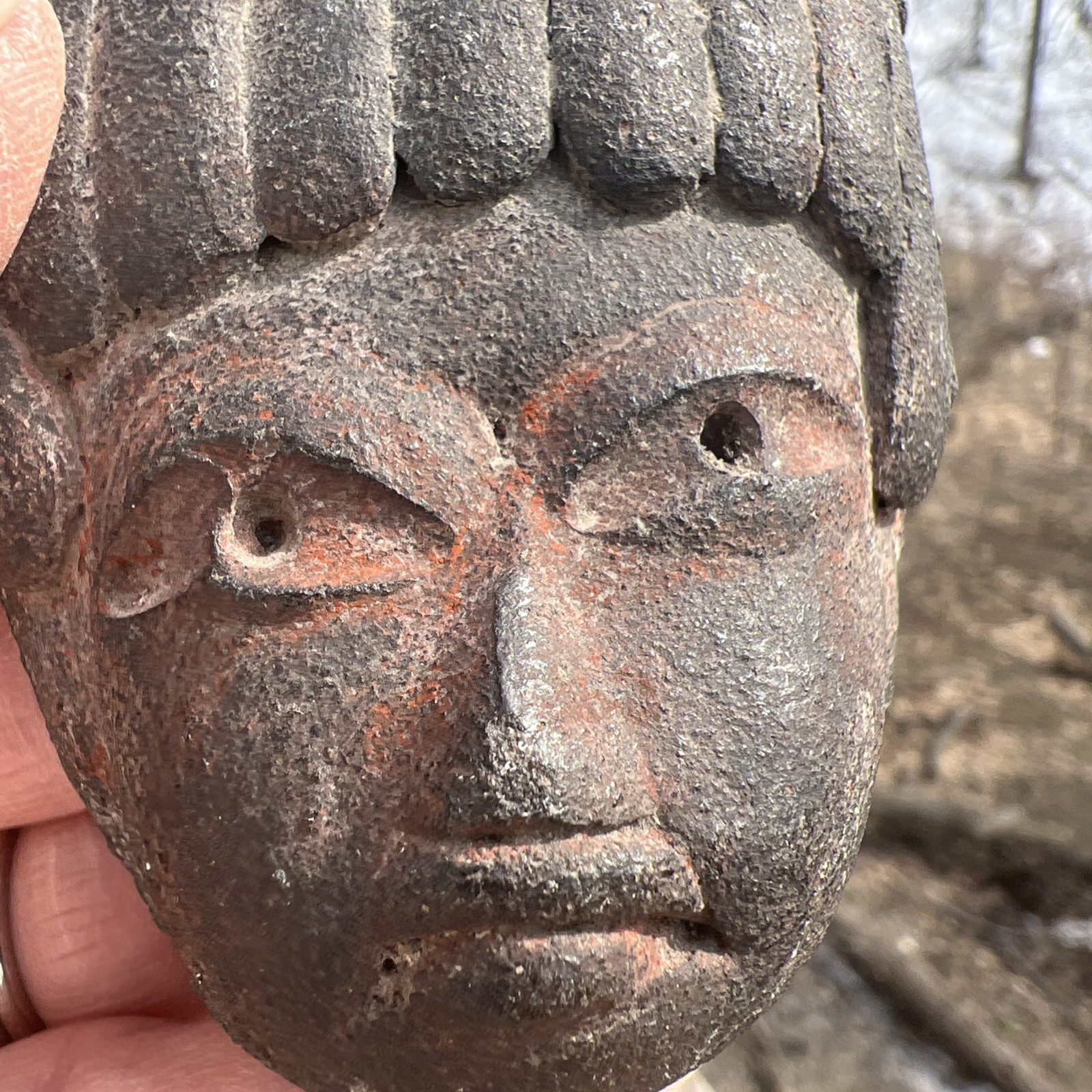 Carved STONE HEAD/EFFIGY May Be Mayan