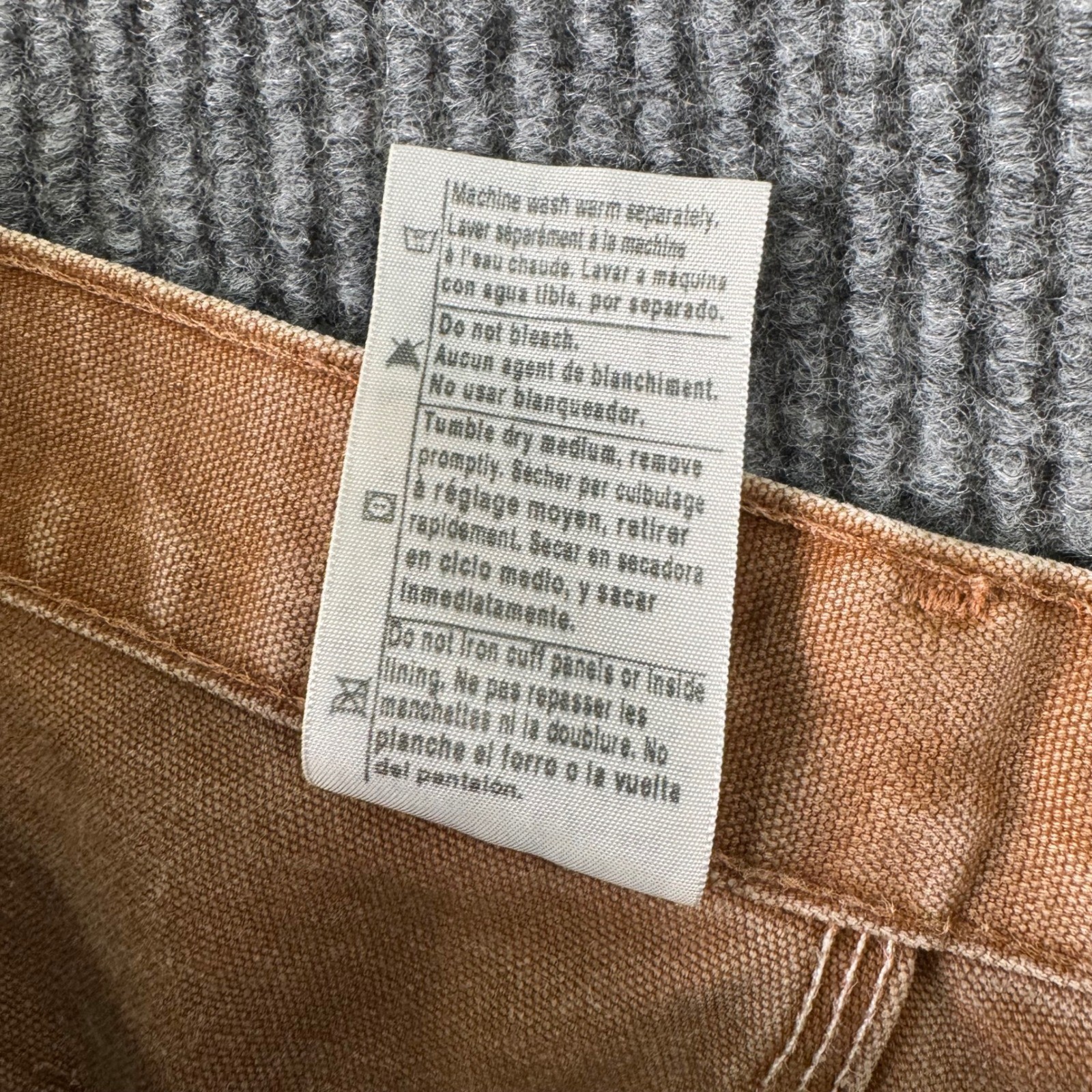 Carhartt B182 BRN Cordura Front Work Dungaree Men 38x27 Duck Double Knee Vintage