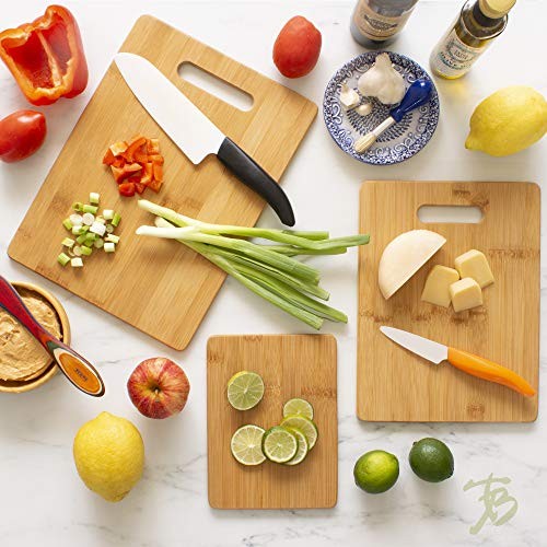 3-Piece Bamboo Cutting Board Set, 3 Assorted Sizes Solid 3 Piece Set