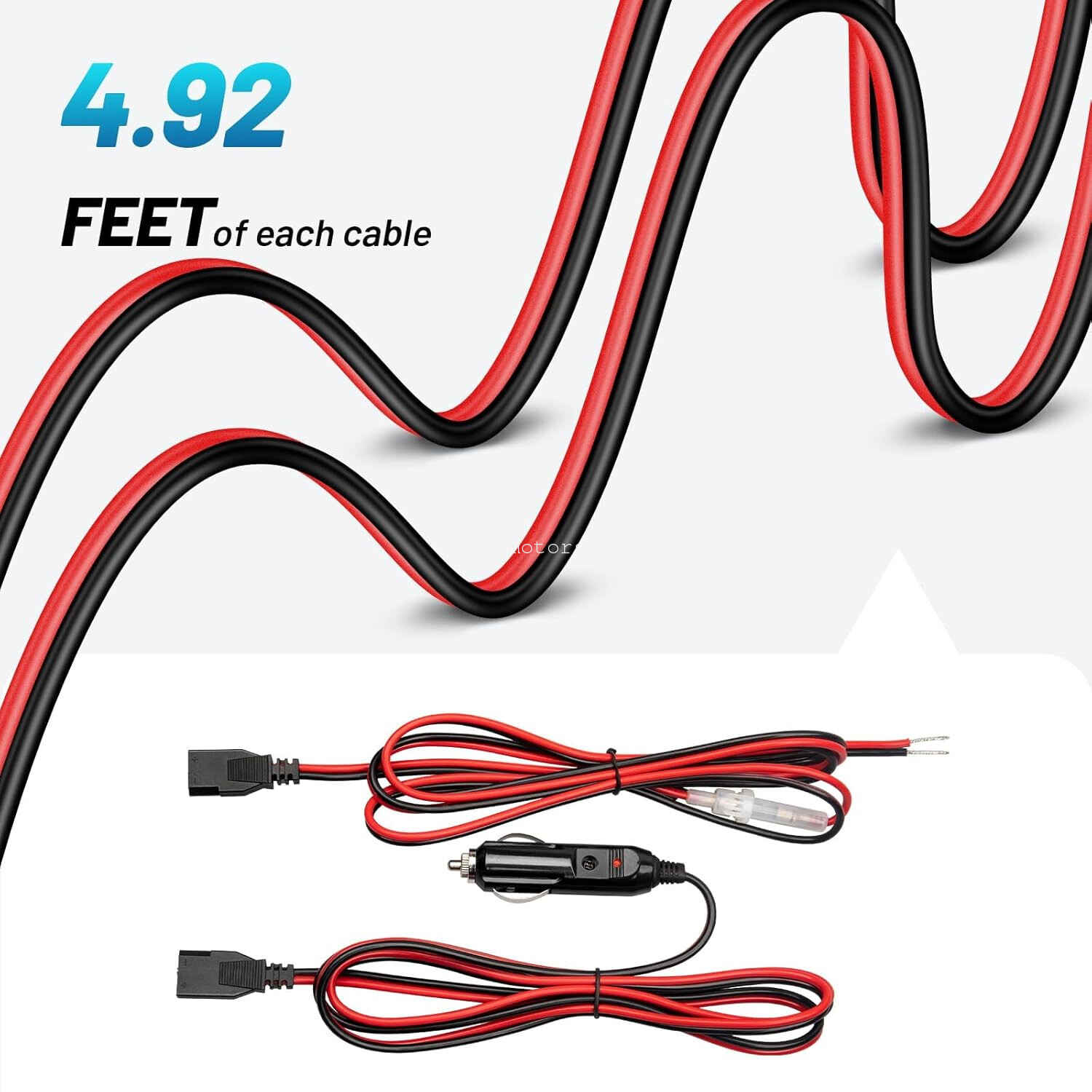2x 3-Pin CB Radio Power Cord with Cigarette Lighter Socket Extension For Cobra