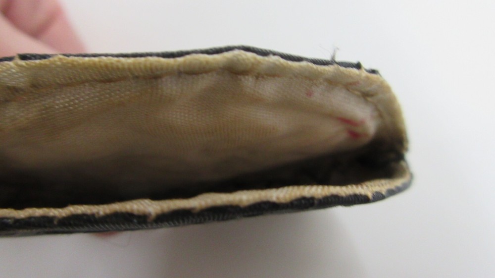 Victorian Ladies Pocketbook Purse Silver Hand Mirror with Black Satin Cover