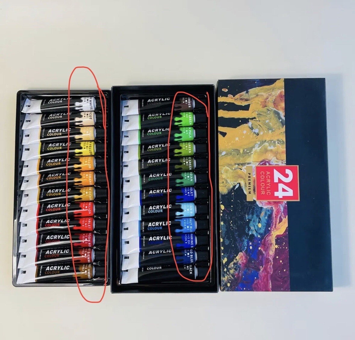 24 Color Acrylic Paint Set Hobby Model DIY Artists 12ml/tube