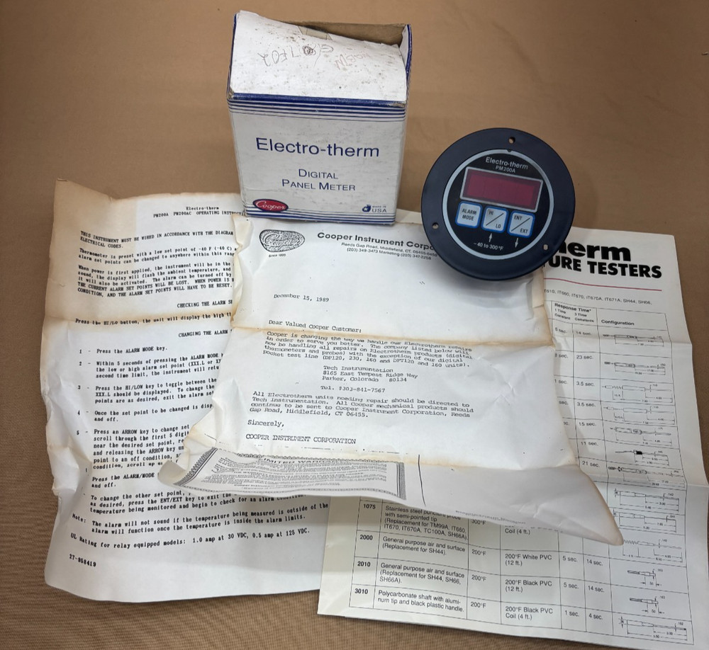 Cooper PM200A Digital Panel Meter Electro-Therm Temperature Control