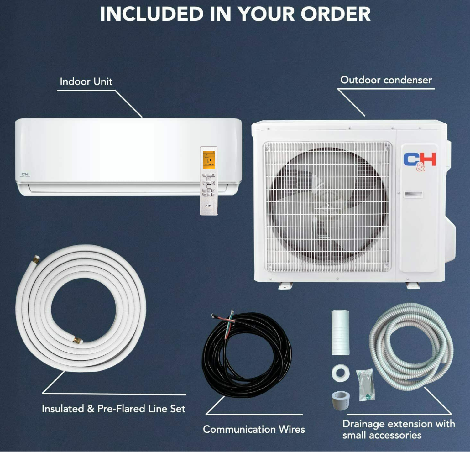 9000 - 36000 BTU 230V Single Zone Sophia Series Mini Split Air Conditioner + Kit