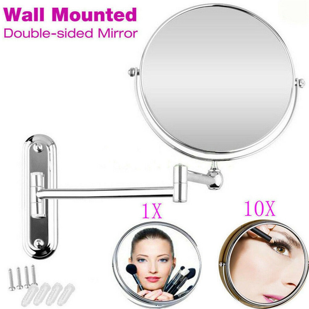 Saving Space Magnifying Wall Mount Makeup Mirror Closeup Two Sides Home Bathroom